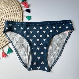 Victoria's Secret Stretch Cotton Bikini Panty Blue Shibori Hearts M NEW